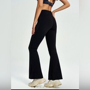 NWT Cider Sport Black Flare High Rise Leggings